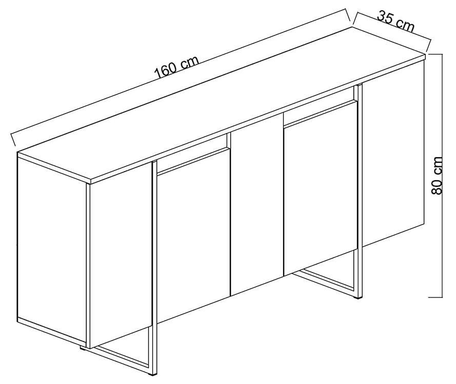 Komoda Steelaris na czarnych metalowych nogach orzech  - zdjęcie 7