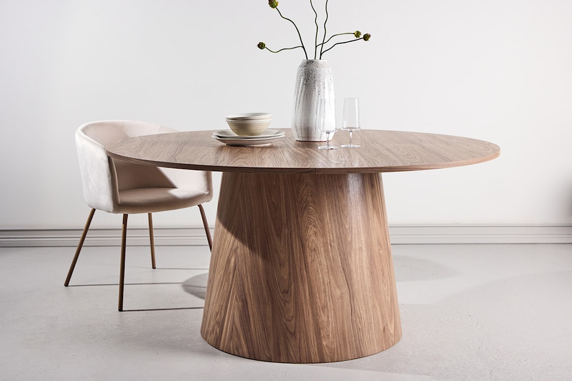 Stół do jadalni Lanzo okrągły 150 cm jasny orzech  - zdjęcie 2