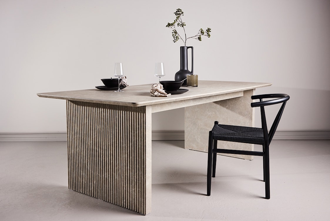 Stół do jadalni Garick 200x100 cm beżowy marmur  - zdjęcie 2