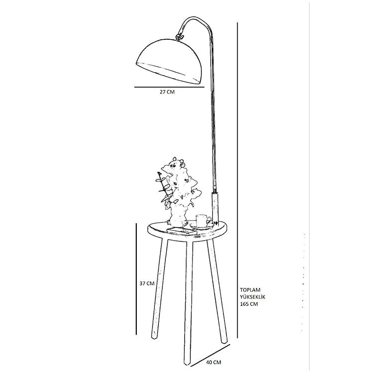 Lampa podłogowa ze stolikiem Sehobi 160 cm  - zdjęcie 3