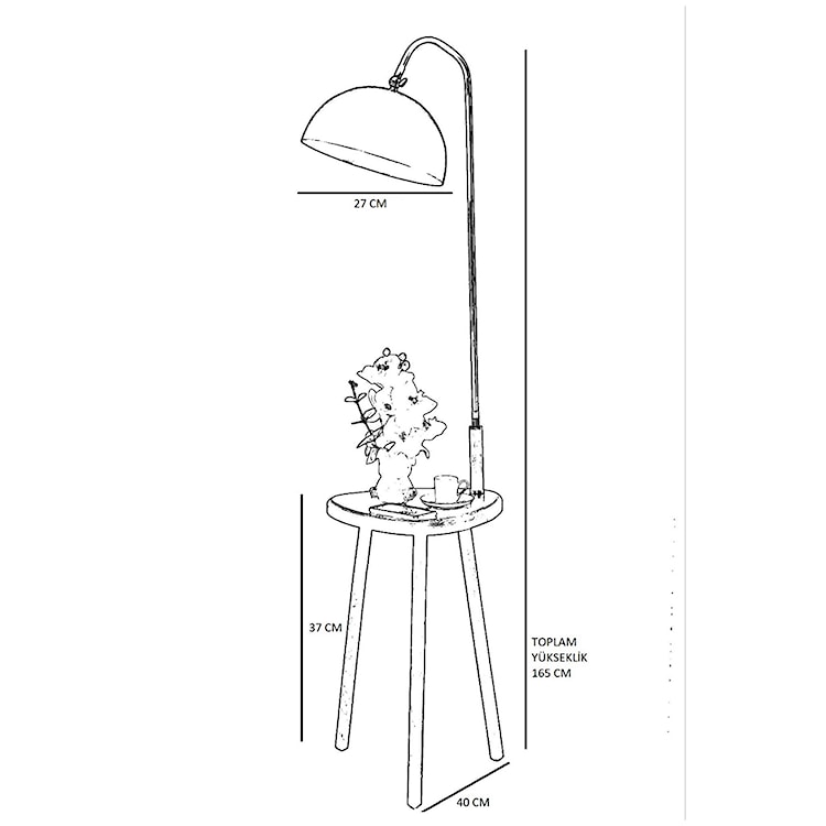 Lampa podłogowa ze stolikiem Sehobi 165 cm  - zdjęcie 3