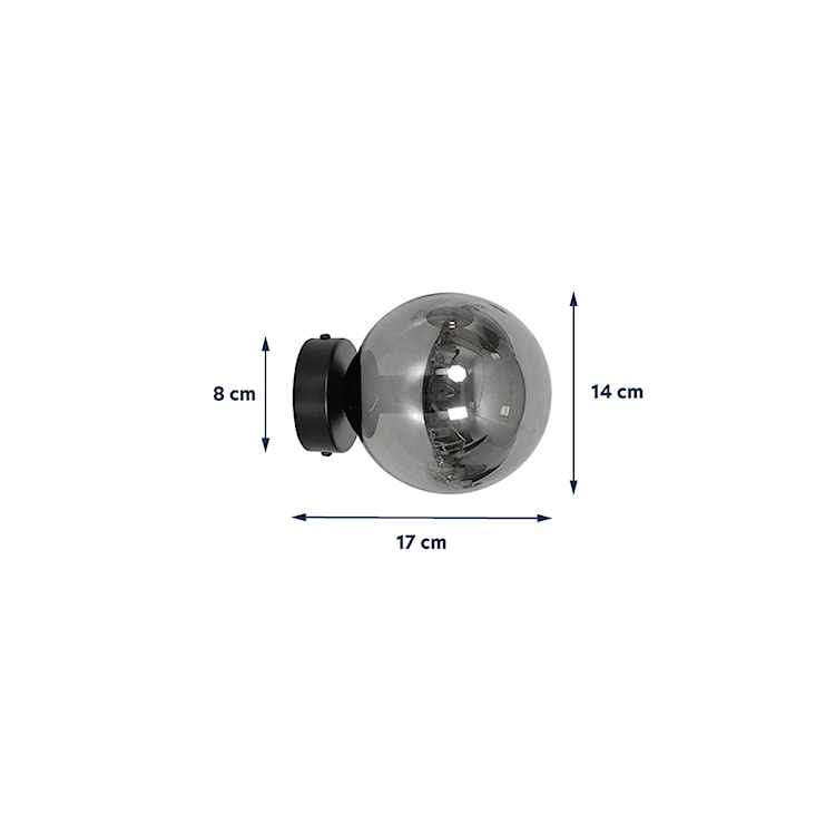 Kinkiet ścienny Sulmona czarny z grafitowym kloszem  - zdjęcie 6