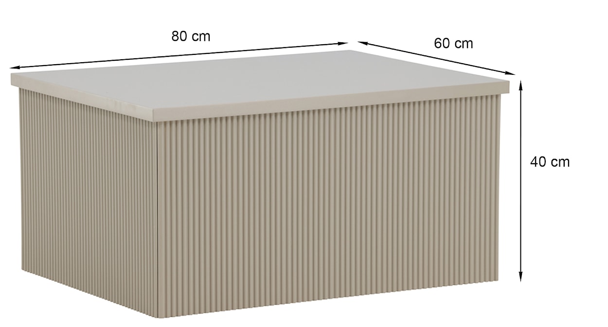 Stolik kawowy Lenox 80x40 cm beż piaskowy z ryflowaną podstawą  - zdjęcie 5