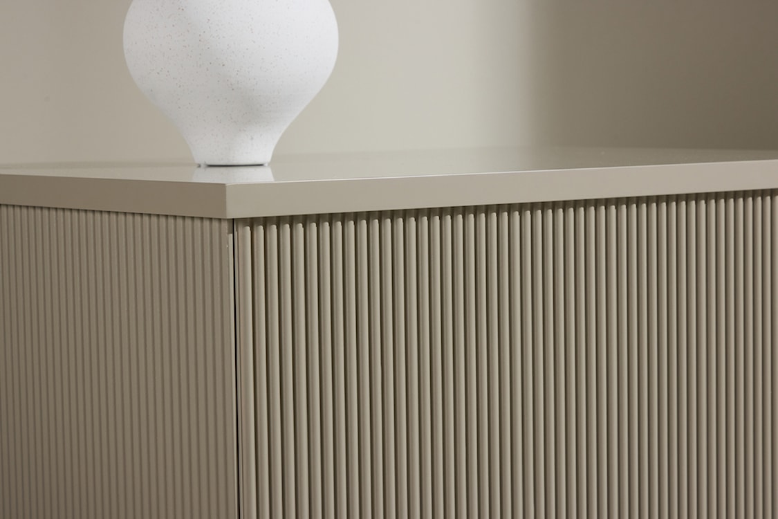Stolik kawowy Lenox 80x40 cm beż piaskowy z ryflowaną podstawą  - zdjęcie 4