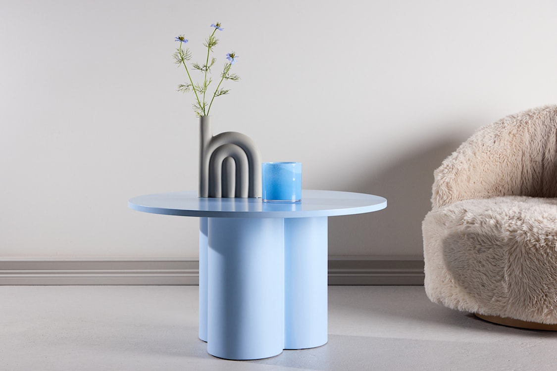 Stolik kawowy Convalder średnica 80 cm jasnoniebieski  - zdjęcie 2