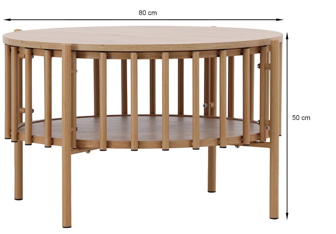 Stolik kawowy Rubbo okrągły 80 cm jasne drewno  - zdjęcie 6