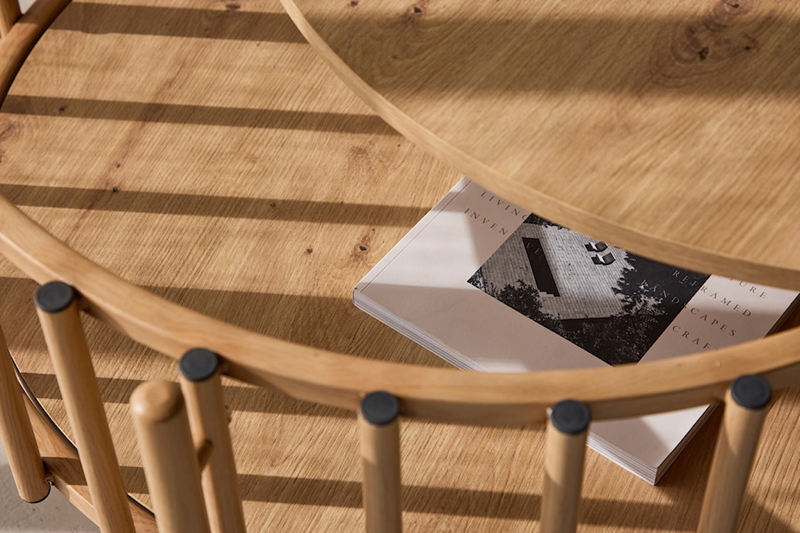 Stolik kawowy Rubbo okrągły 80 cm jasne drewno  - zdjęcie 3