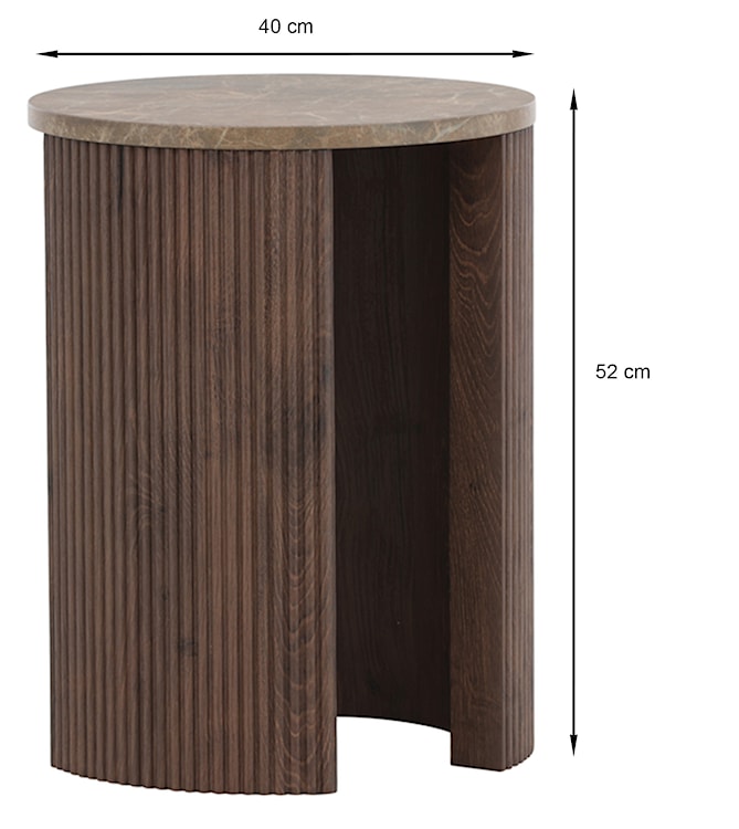 Stolik kawowy Comitty okrągły 40 cm mokka z ryflowaną podstawą  - zdjęcie 5