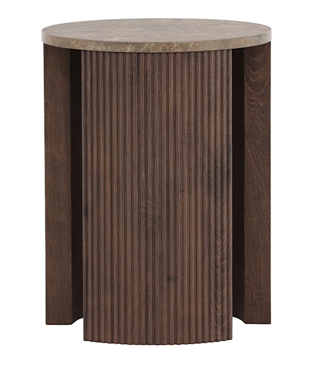 Stolik kawowy Comitty okrągły 40 cm mokka z ryflowaną podstawą  - zdjęcie 4