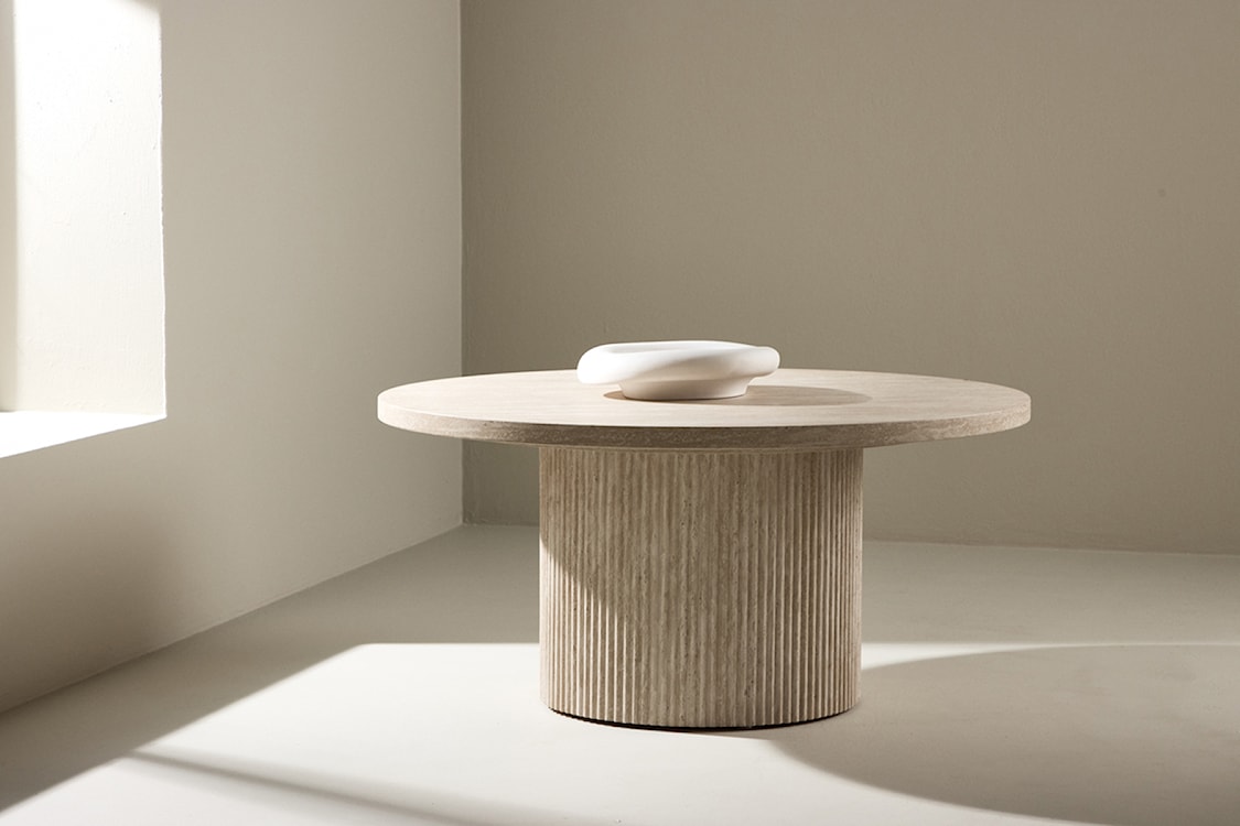 Stolik kawowy Hydrown okrągły 80 cm trawertyn  - zdjęcie 2