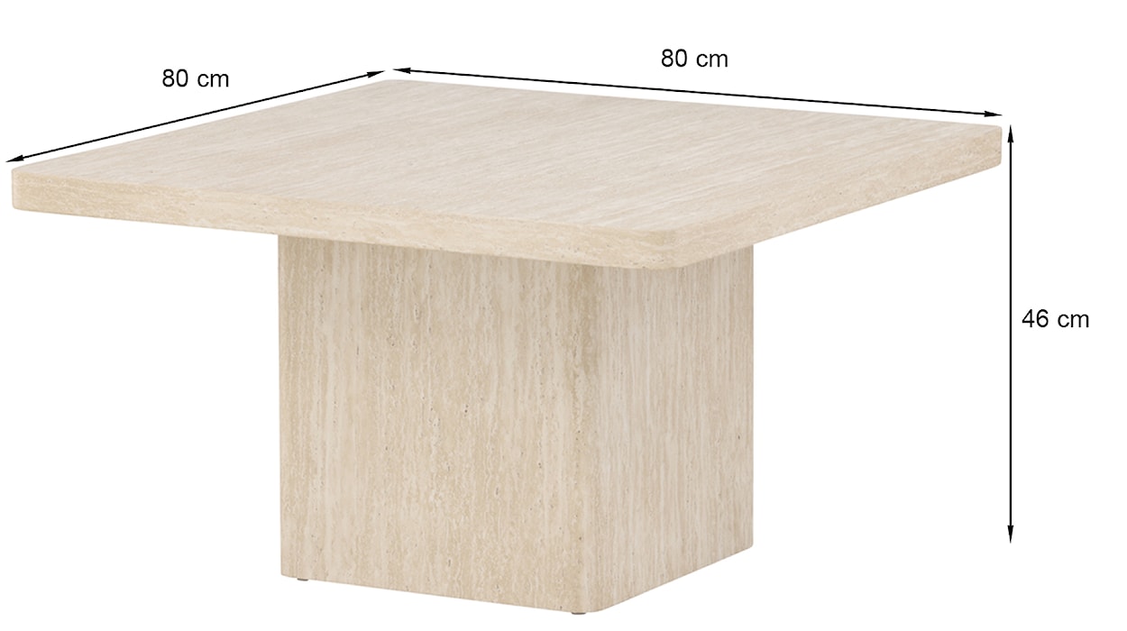 Stolik kawowy Qvart kwadratowy 80 cm trawertyn  - zdjęcie 5