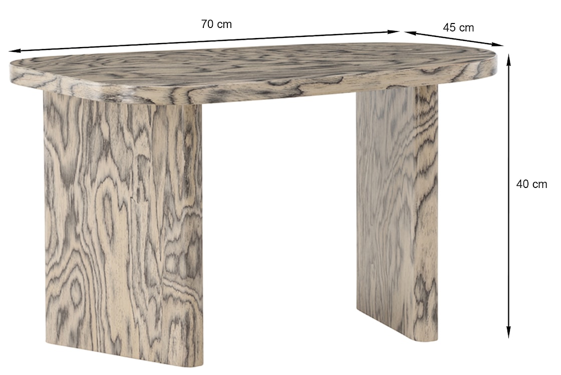 Stolik kawowy Ritony 70x45 cm dąb bielony z czarnym usłojeniem  - zdjęcie 6