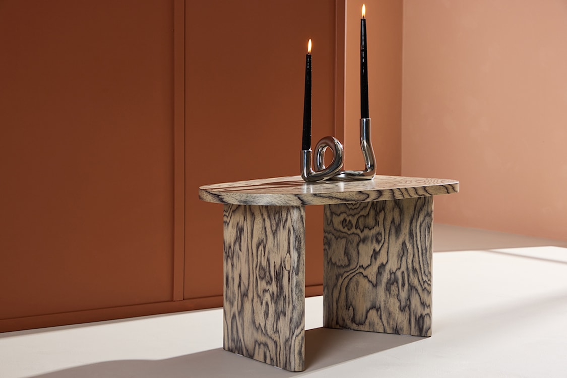 Stolik kawowy Ritony 70x45 cm dąb bielony z czarnym usłojeniem  - zdjęcie 2