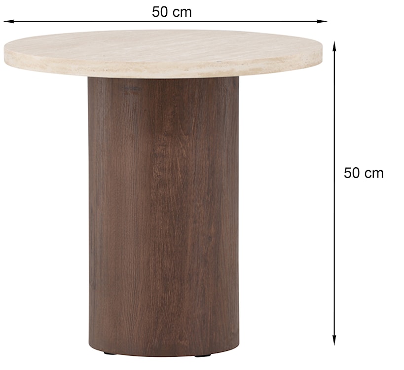Stolik kawowy Megg okrągły 50 cm trawertyn/mokka  - zdjęcie 4