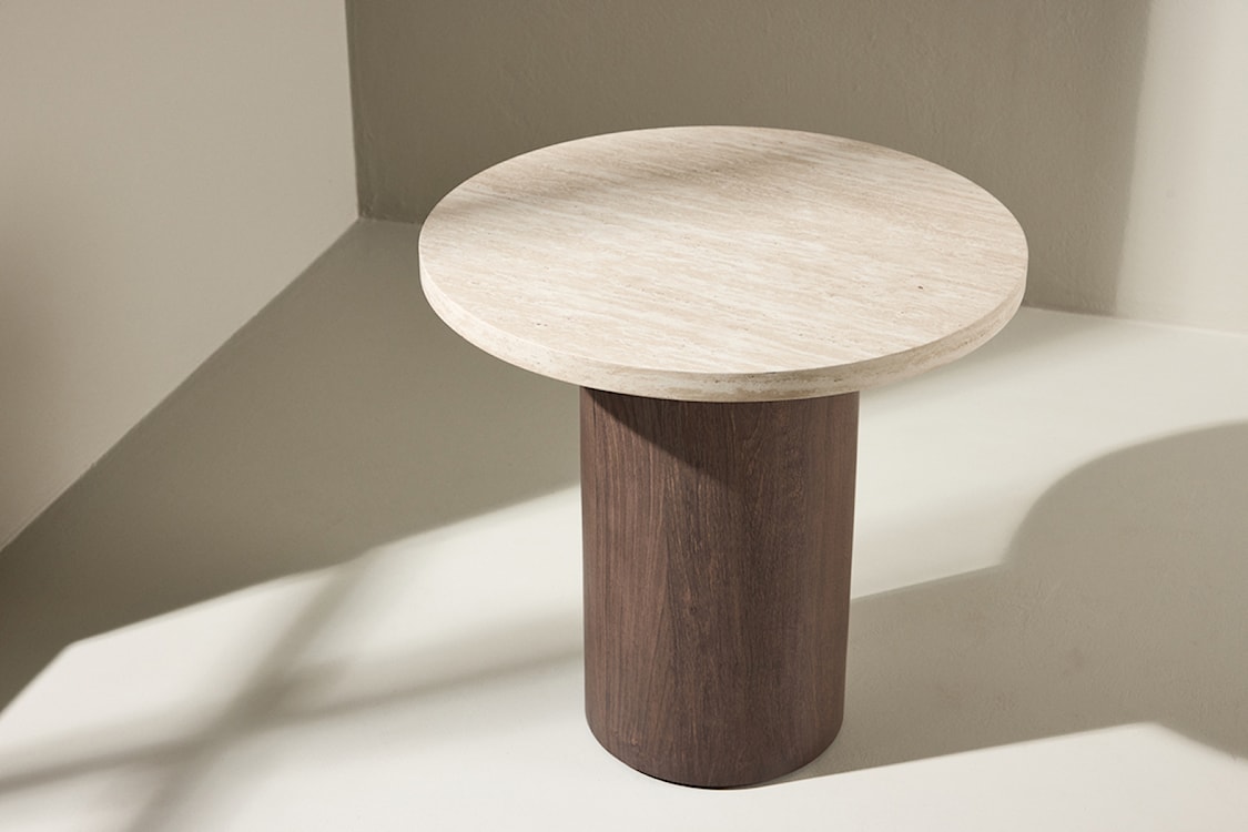Stolik kawowy Megg okrągły 50 cm trawertyn/mokka  - zdjęcie 3