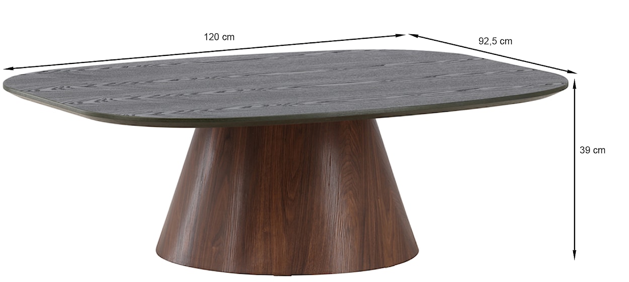 Stolik kawowy Lanzo 120x93 cm zielony z podstawą orzech  - zdjęcie 6