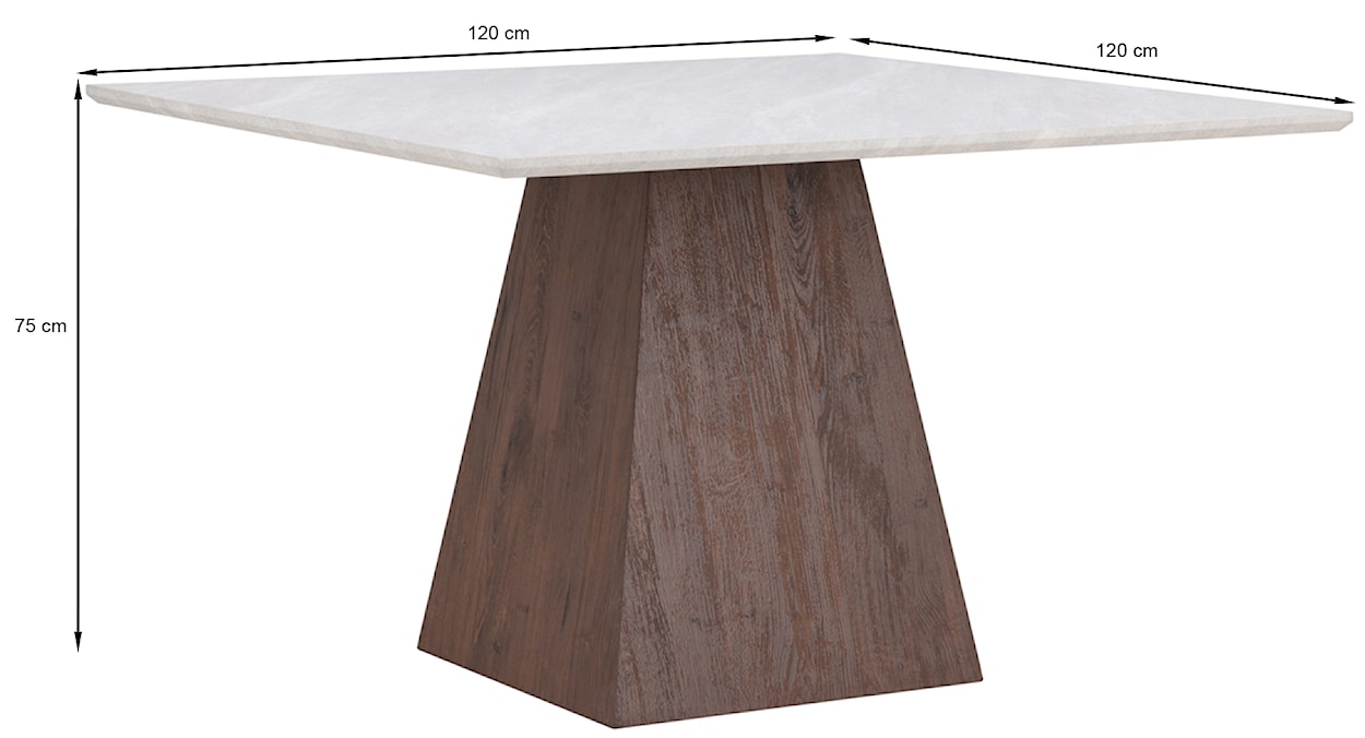 Stół do jadalni Elvarre 120x120 cm jasnoszary kamień z podstawą orzech  - zdjęcie 7