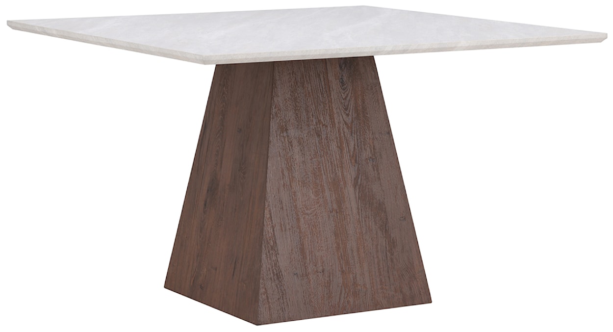 Stół do jadalni Elvarre 120x120 cm jasnoszary kamień z podstawą orzech 