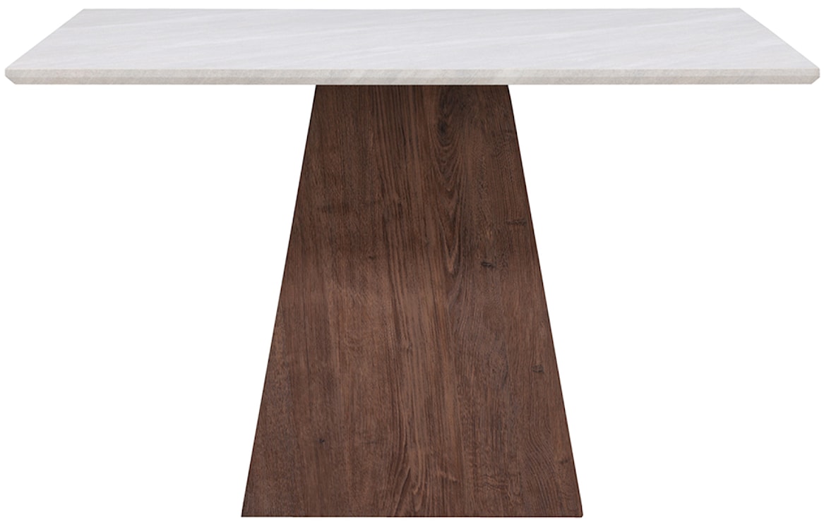 Stół do jadalni Elvarre 120x120 cm jasnoszary kamień z podstawą orzech  - zdjęcie 6