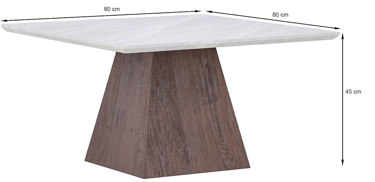 Stolik kawowy Morvene jasnoszary marmur z podstawą orzech  - zdjęcie 6