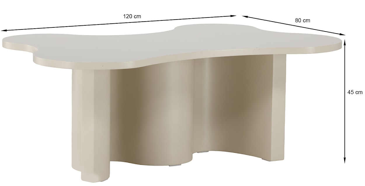 Stolik kawowy Rinae 120x80 cm beżowy z blatem o nieregularnym kształcie  - zdjęcie 7