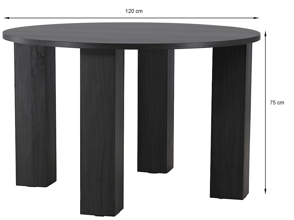 Stół do jadalni Juno okrągły 120 cm dąb czarny  - zdjęcie 5