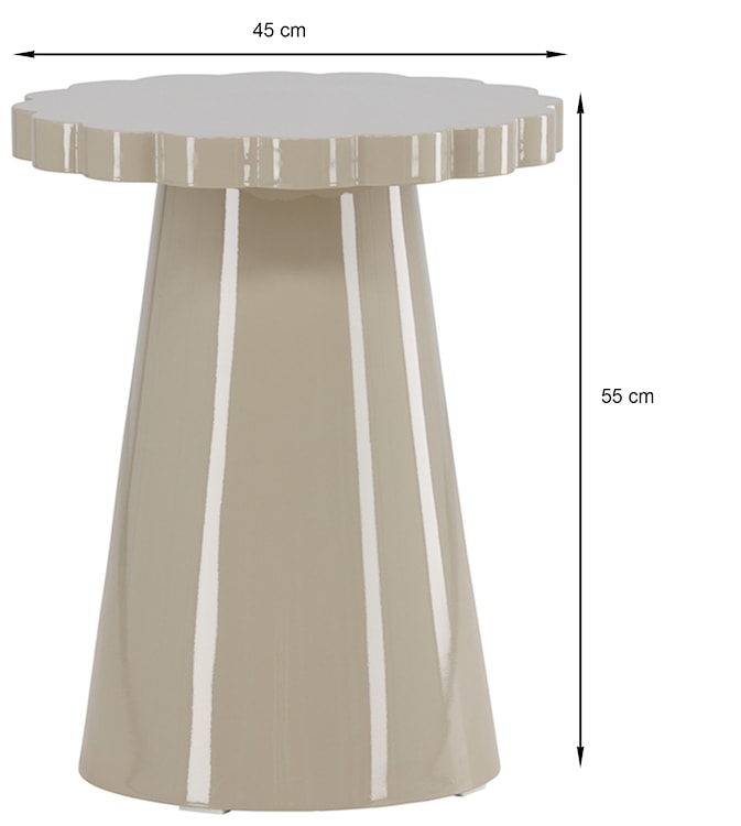 Stolik kawowy Noyra średnica 45 cm beżowy z blatem w kształcie kwiatka  - zdjęcie 6