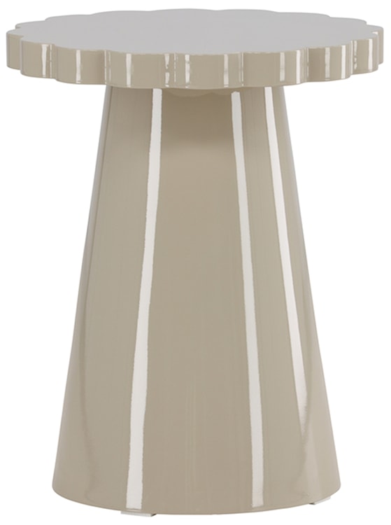 Stolik kawowy Noyra średnica 45 cm beżowy z blatem w kształcie kwiatka 