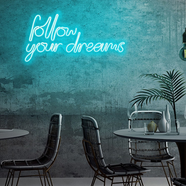 Neon na ścianę Letely z napisem Follow Your Dreams niebieski  - zdjęcie 5