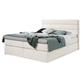 Łóżko kontynentalne Floreso 140x200 z materacem i topperem kremowe