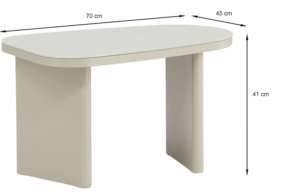 Stolik kawowy Ritony 70x45 cm beżowy ze szklanym blatem  - zdjęcie 7