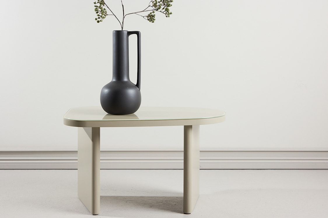 Stolik kawowy Ritony 70x45 cm beżowy ze szklanym blatem  - zdjęcie 2