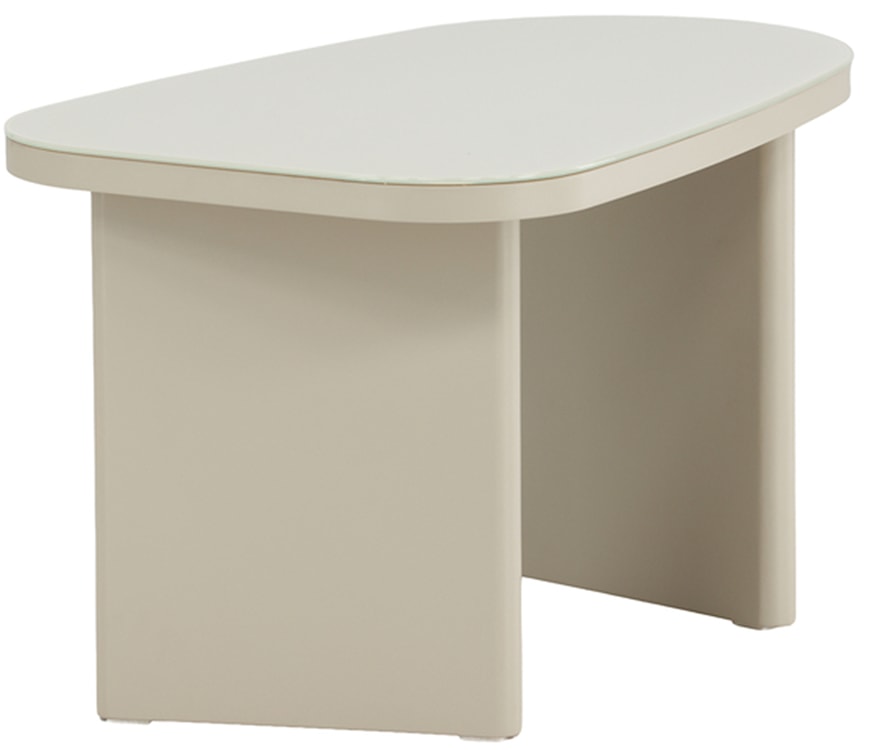 Stolik kawowy Ritony 70x45 cm beżowy ze szklanym blatem  - zdjęcie 5