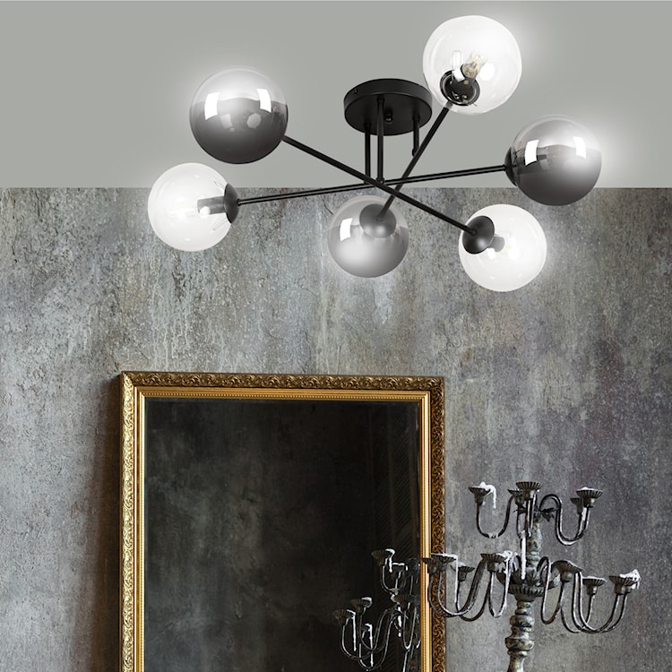 Lampa sufitowa Minturno czarno-transparentna x6  - zdjęcie 7