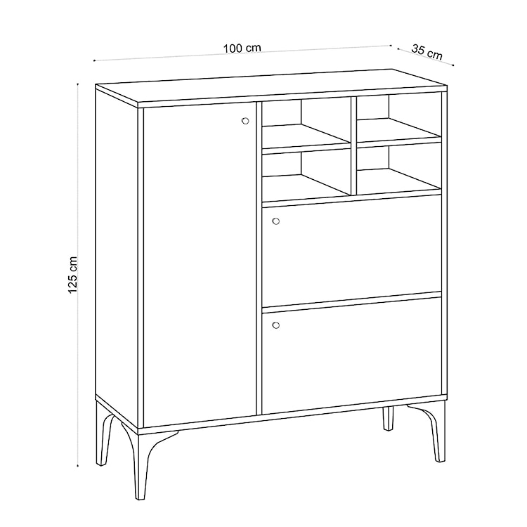 Komoda Ewien z szafkami 100 cm dąb szafirowy  - zdjęcie 5