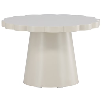 Stolik kawowy Noyra średnica 70 cm kremowy z blatem w kształcie kwiatka