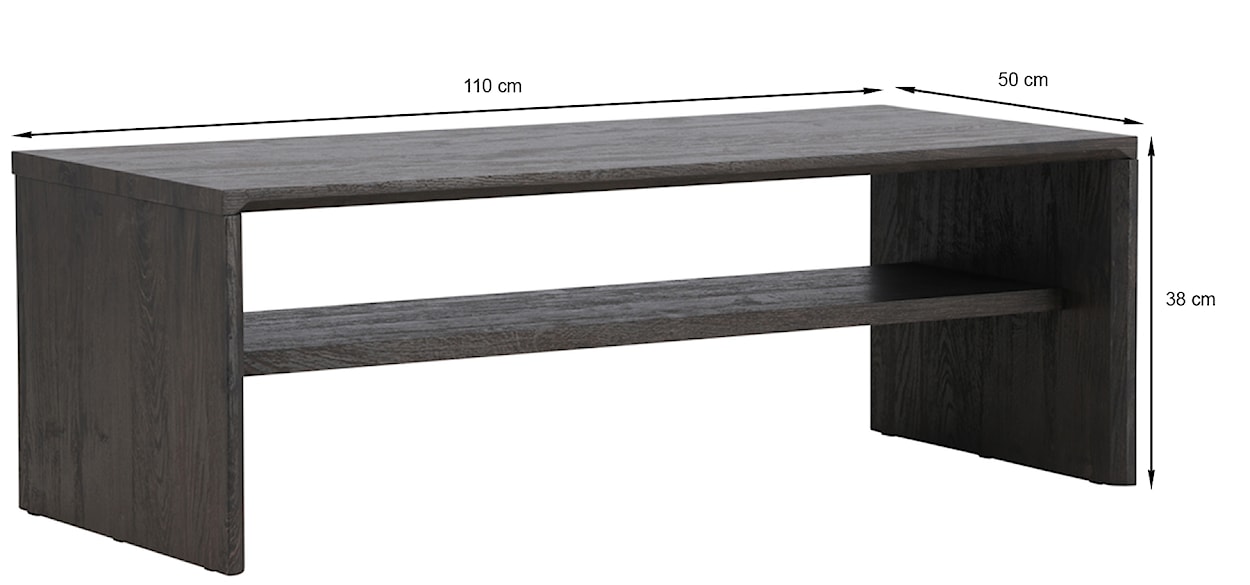 Stolik kawowy Lorren 100x50 cm dąb bielony z półką  - zdjęcie 8