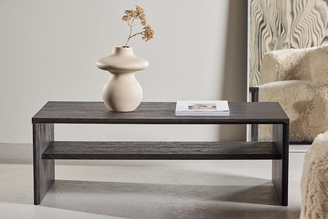 Stolik kawowy Lorren 100x50 cm dąb czarny z półką  - zdjęcie 2