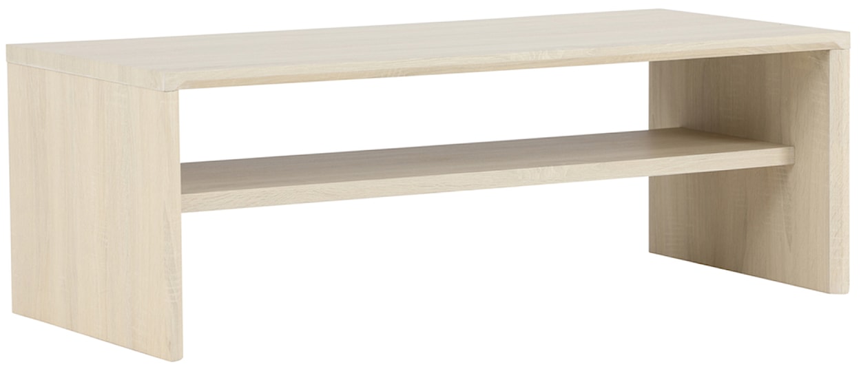 Stolik kawowy Lorren 100x50 cm dąb bielony z półką 