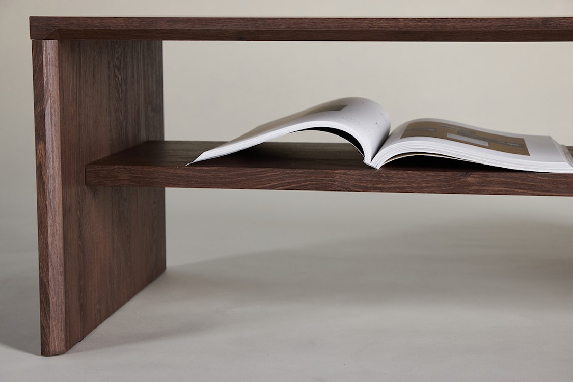 Stolik kawowy Lorren 100x50 cm mokka z półką  - zdjęcie 4