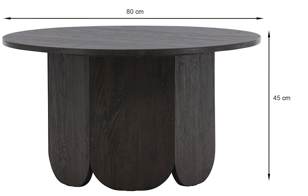 Stolik kawowy Veyla okrągły 80 cm dąb czarny  - zdjęcie 6