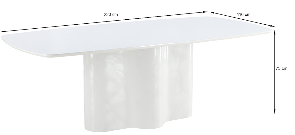 Stół do jadalni Ravinne 220x110 cm biały wysoki połysk  - zdjęcie 7