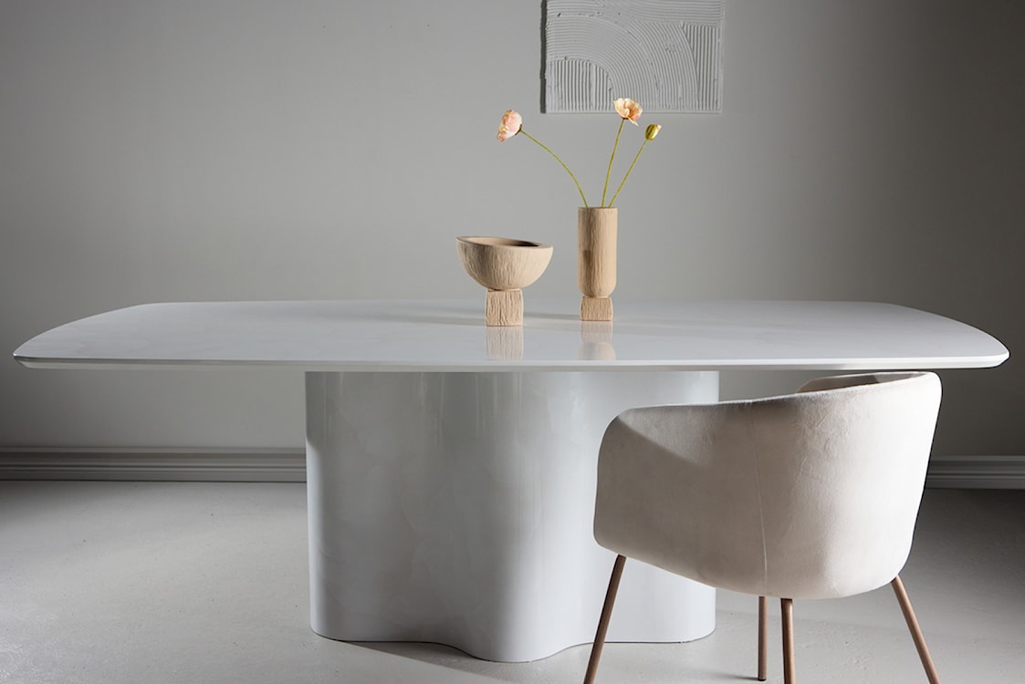 Stół do jadalni Ravinne 220x110 cm biały wysoki połysk  - zdjęcie 2