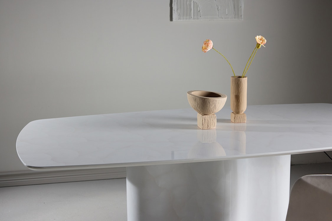 Stół do jadalni Ravinne 220x110 cm biały wysoki połysk  - zdjęcie 3