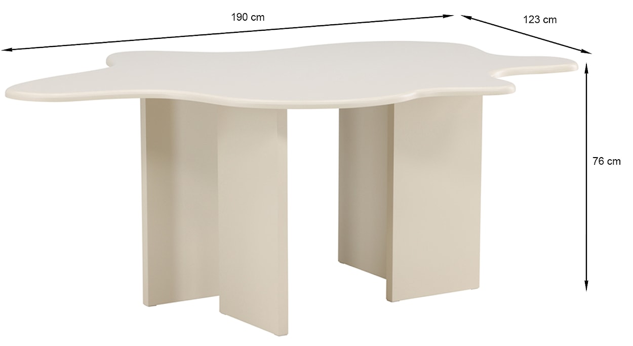Stół do jadalni Ellune 190x123 cm beżowy z blatem o nieregularnym kształcie  - zdjęcie 8