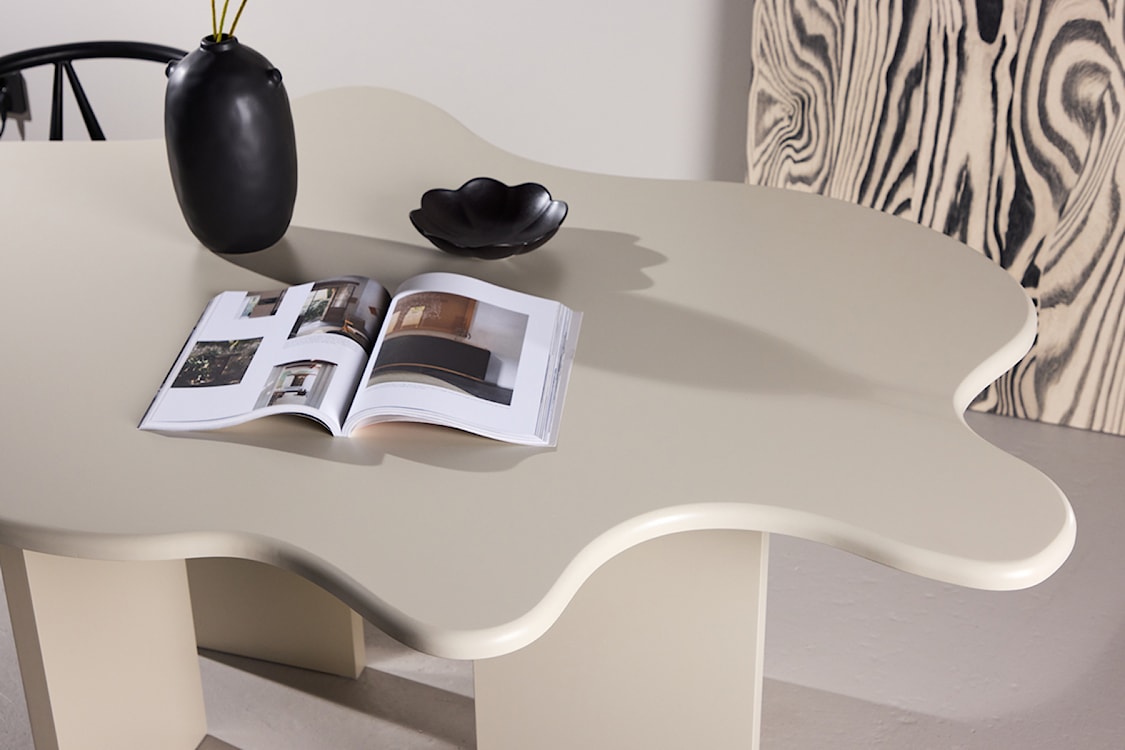 Stół do jadalni Ellune 190x123 cm beżowy z blatem o nieregularnym kształcie  - zdjęcie 3