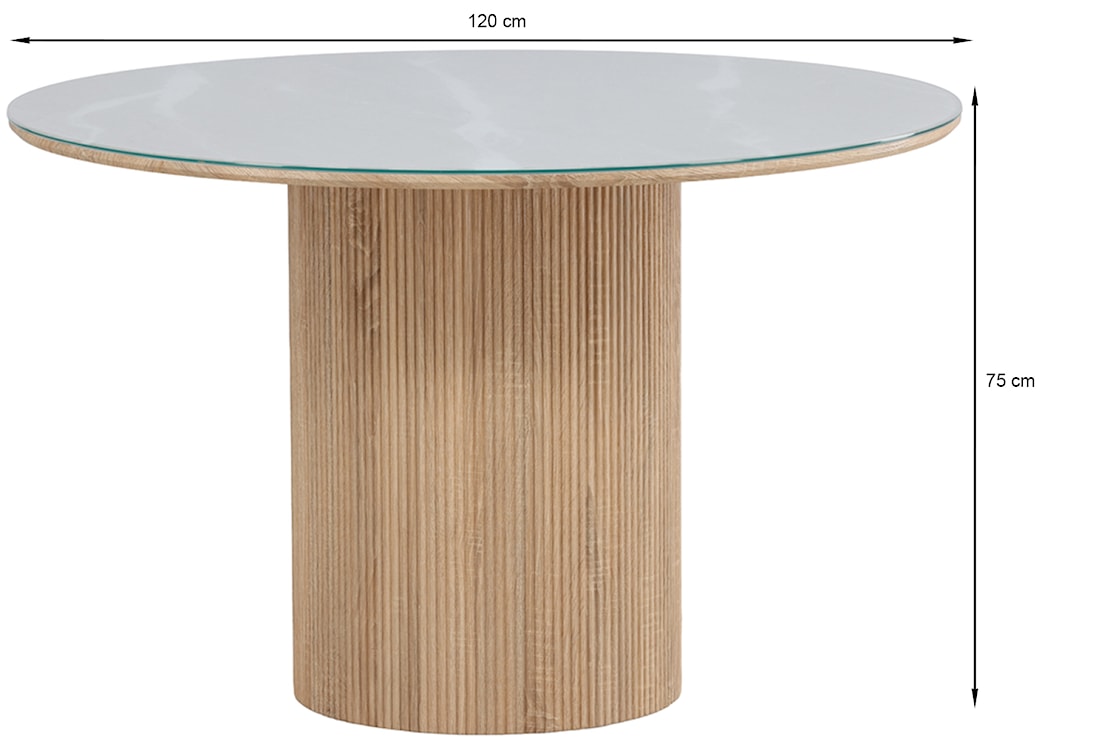 Stół do jadalni okrągły Hydrown 120 cm biały z ryflowaną podstawą  - zdjęcie 7