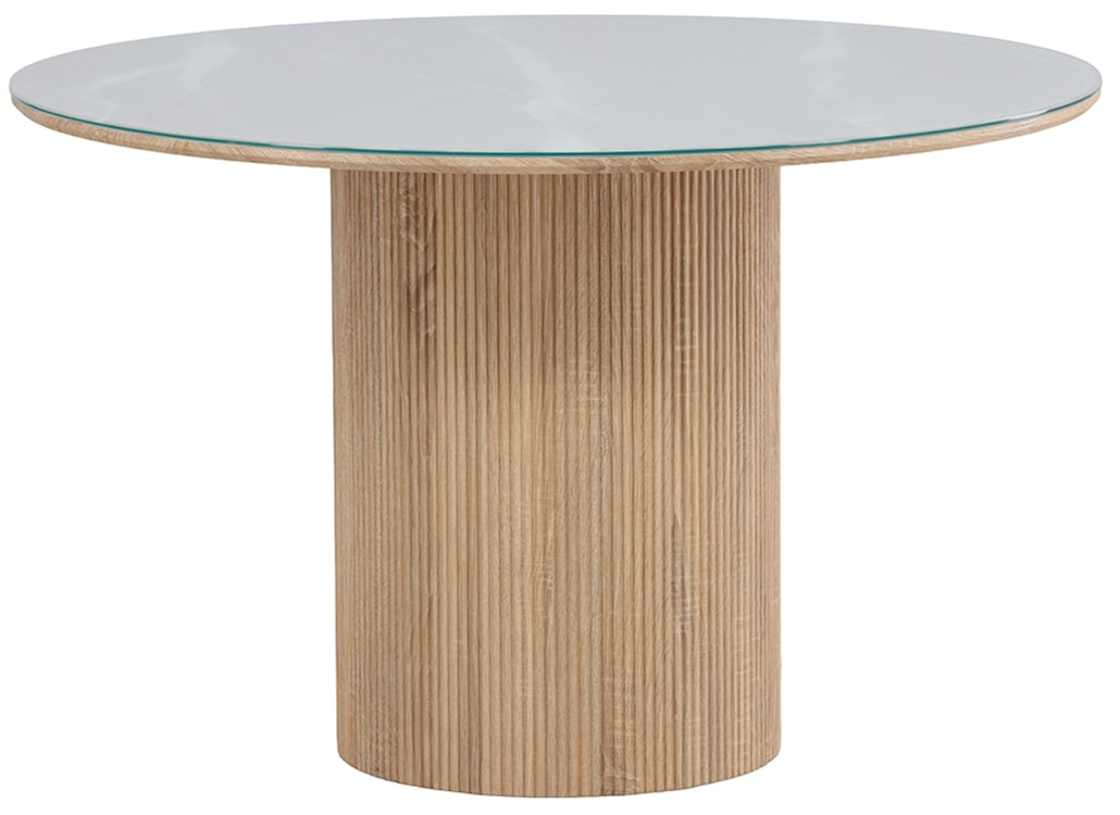 Stół do jadalni okrągły Hydrown 120 cm biały z ryflowaną podstawą 