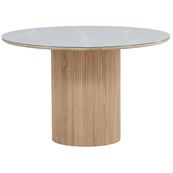 Stół do jadalni okrągły Hydrown 120 cm biały z ryflowaną podstawą