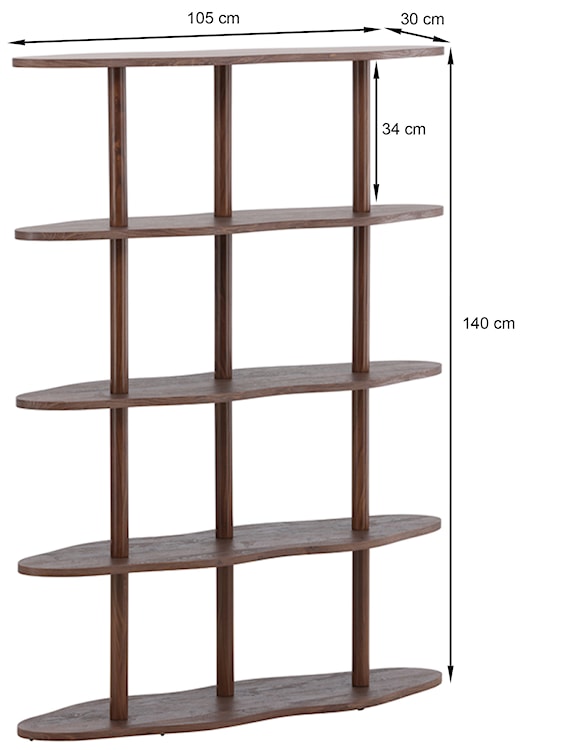 Regał Vorenne 105 cm z czterema półkami orzech  - zdjęcie 10